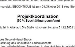 Stellenausschreibung Second Hand Shop Albstadt